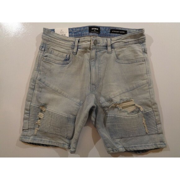 Cotton On Distressed Straight Fit Men Shorts Color Light denim Size 30 - Picture 1 of 8